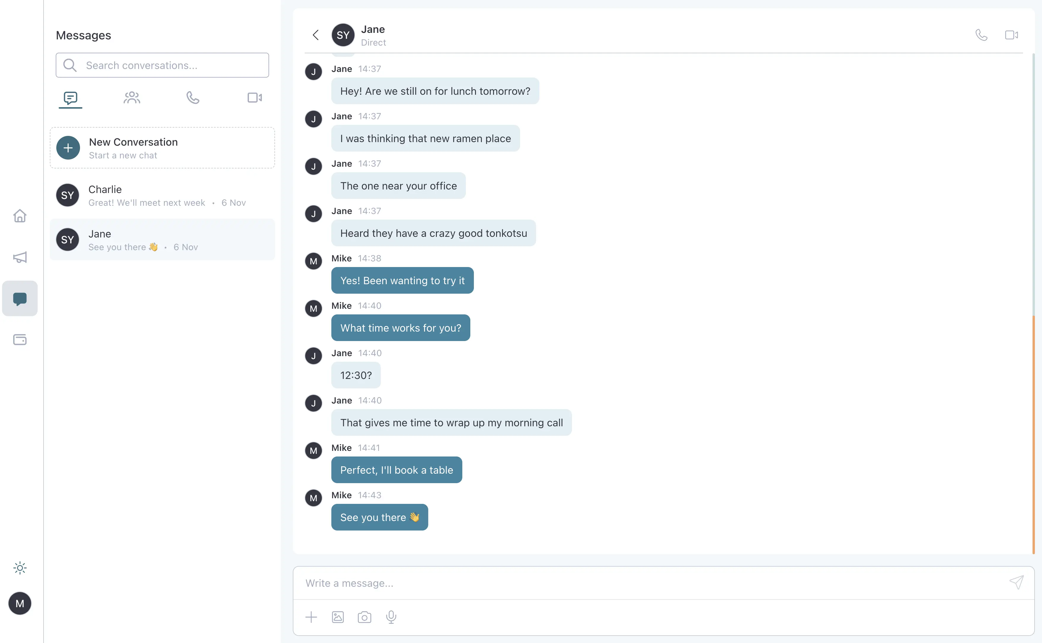 Dappster team chat interface with threads and on-chain identities